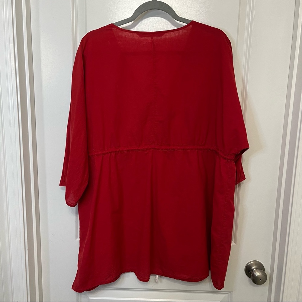 Elsie & Zoey Red Cotton Swim Cover Up- Tie Rope Waist- Women’s L/XL - Picture 6 of 7